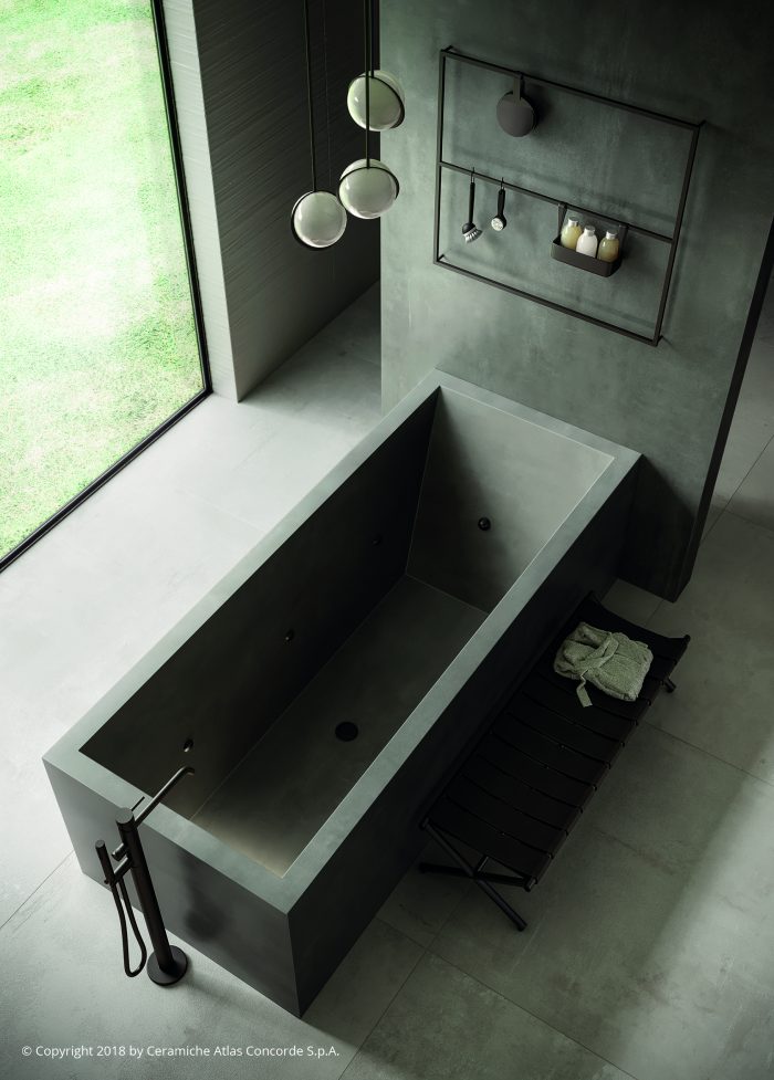 grey stoneware for cement effect in your luxury bath with a stunning contemporary design